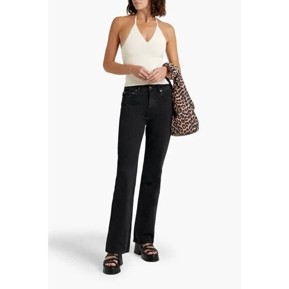 GANNI Womens Betzy Slim Flare Full Length Jeans size 27 Washed Black 27x32 - Picture 1 of 16